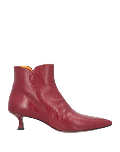 Mara Bini Woman Ankle Boots Burgundy Size 8 Leather In Red