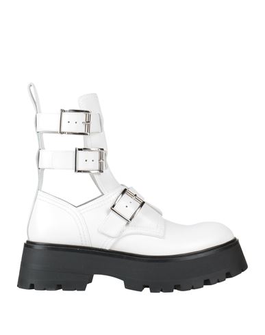 Shop Alexander Mcqueen Woman Ankle Boots White Size 11 Leather