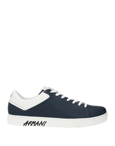 Armani Exchange Man Sneakers Navy Blue Size 7 Cow Leather