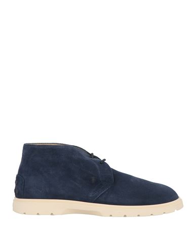 Tod's Man Ankle Boots Navy Size 7.5 Leather In Blue