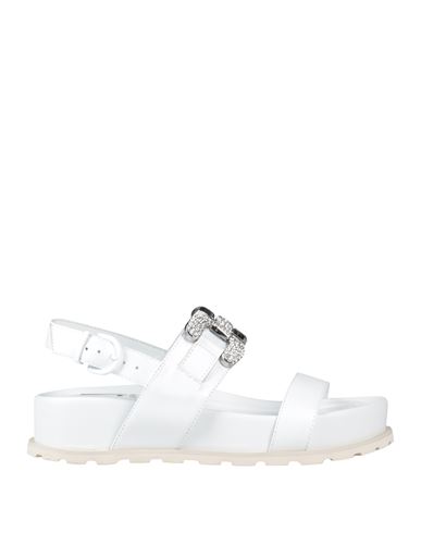 Shop Jeannot Woman Sandals White Size 7 Leather