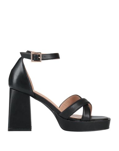 FRANCESCO MILANO FRANCESCO MILANO WOMAN SANDALS BLACK SIZE 6 LEATHER 