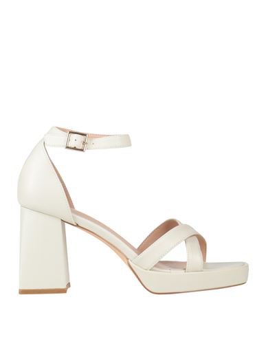 Francesco Milano Woman Sandals Beige Size 8 Leather In White