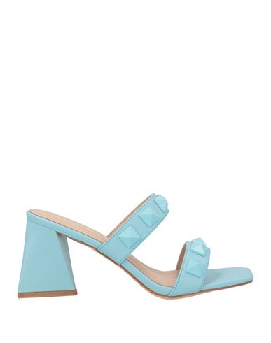 Shop Francesco Milano Woman Sandals Sky Blue Size 8 Leather