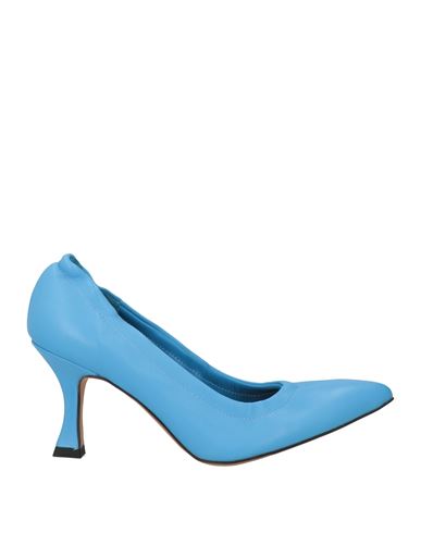 Elena Del Chio Woman Pumps Azure Size 6 Leather In Blue