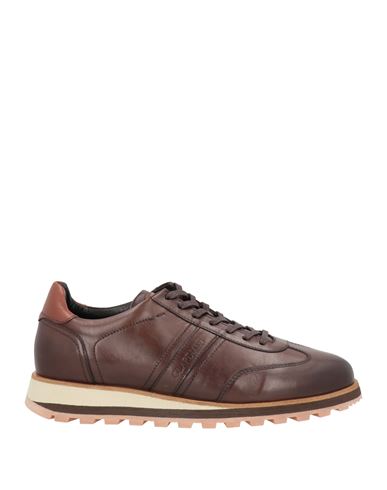 Alberto Guardiani Man Sneakers Dark Brown Size 8 Leather