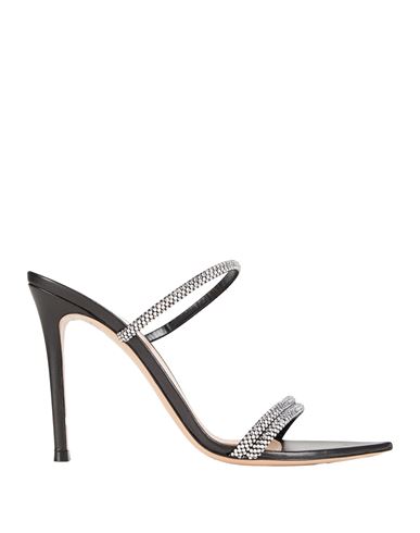 Gianvito Rossi Camoscio Crystal Mule Sandals In Black