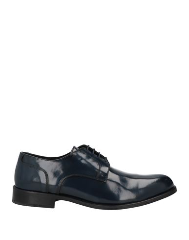 Shop Andrea Piras Man Lace-up Shoes Navy Blue Size 9 Leather