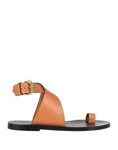 Shop Isabel Marant Woman Thong Sandal Camel Size 7 Leather
