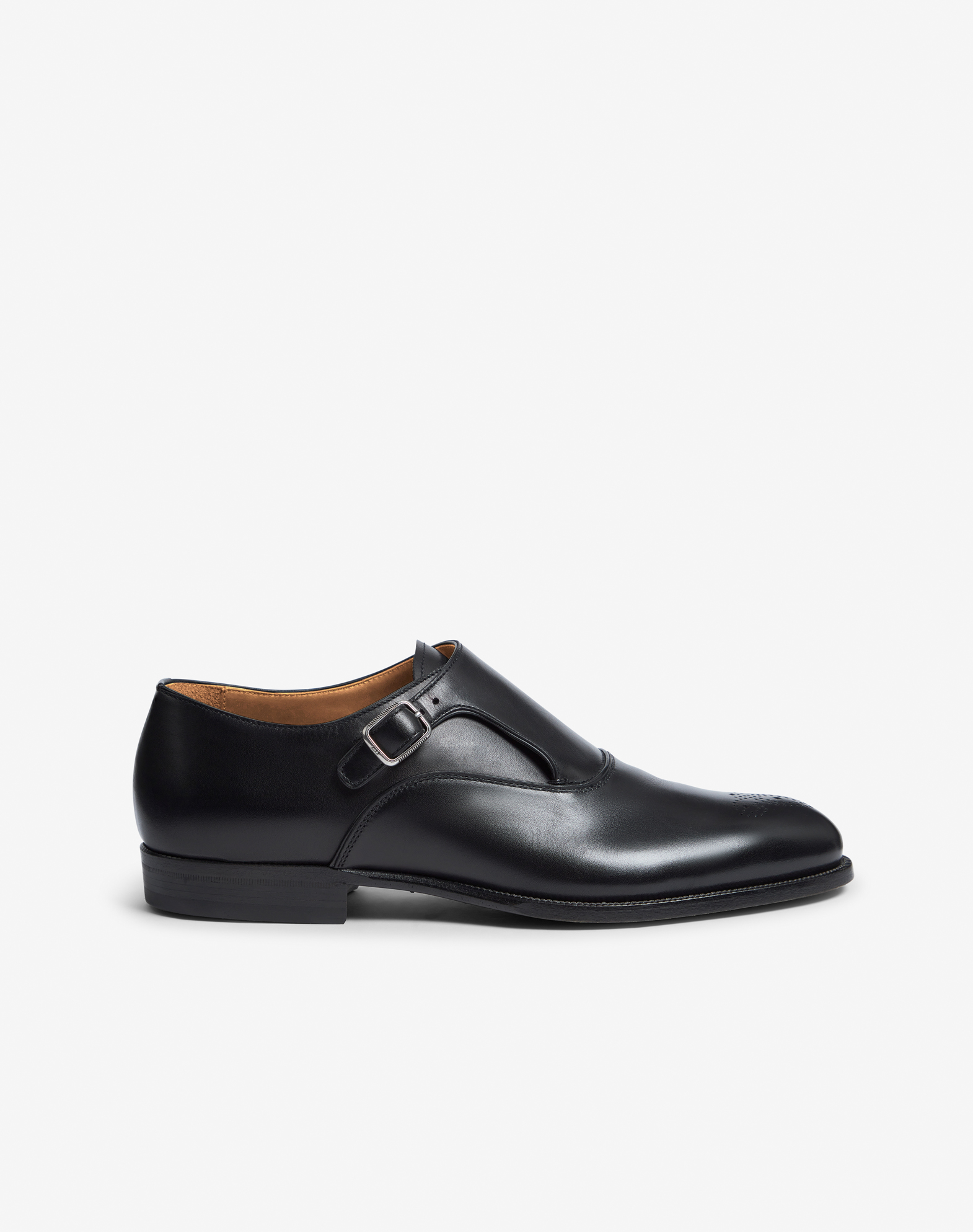 Shop Dunhill Mount Single Monk Leather Brogue Shoes In Black