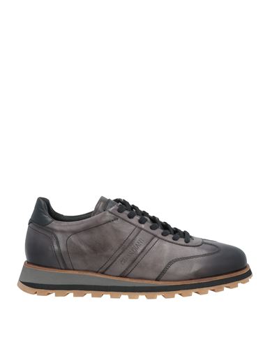 Shop Alberto Guardiani Man Sneakers Lead Size 9 Leather In Grey