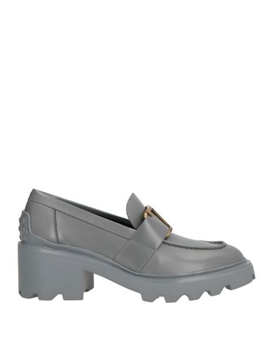 TOD'S TOD'S WOMAN LOAFERS GREY SIZE 7.5 LEATHER 