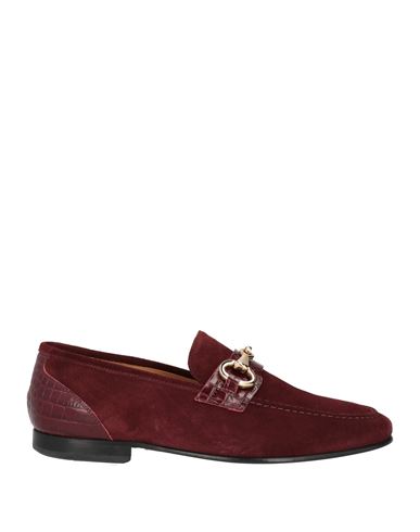 Shop Giovanni Conti Man Loafers Burgundy Size 9 Leather In Red