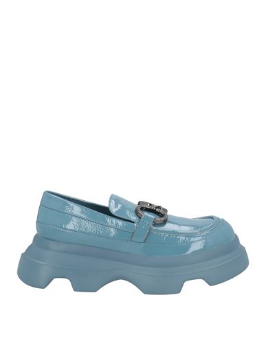 Shop Jeannot Woman Loafers Pastel Blue Size 8 Leather
