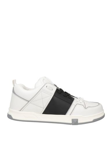 Valentino Garavani Man Sneakers Black Size 7.5 Leather, Textile Fibers In White