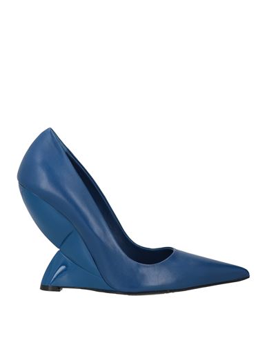 Shop Eddy Daniele Woman Pumps Bright Blue Size 8 Leather