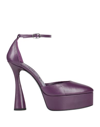 Shop Eddy Daniele Woman Pumps Dark Purple Size 8 Leather