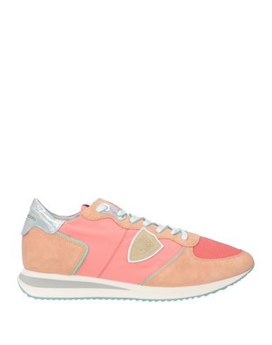 Philippe Model Woman Sneakers Salmon Pink Size 7 Leather, Textile Fibers In Pink
