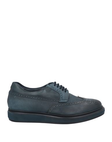 Shop Blu Barrett By Barrett Man Lace-up Shoes Navy Blue Size 9 Leather
