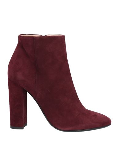 Shop Roberto Serpentini Woman Ankle Boots Burgundy Size 9 Leather In Red