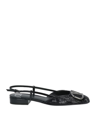 Valentino Garavani Woman Ballet Flats Black Size 7.5 Leather, Textile Fibers
