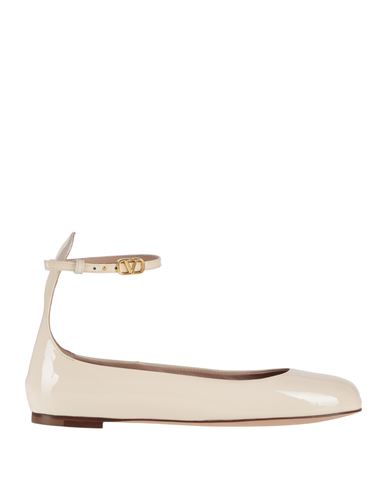 Valentino Garavani Woman Ballet Flats Cream Size 6.5 Leather In Neutral
