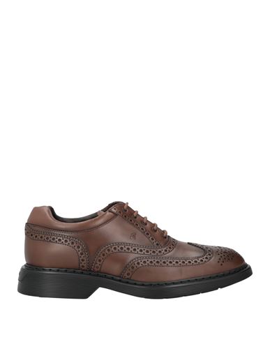Shop Hogan Man Lace-up Shoes Brown Size 7.5 Leather