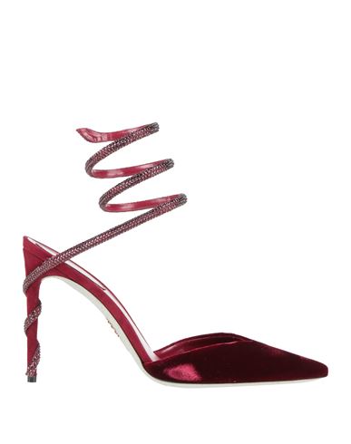 René Caovilla Rene' Caovilla Woman Pumps Burgundy Size 8 Textile Fibers In Red