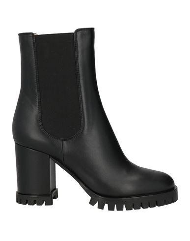 Shop Gianvito Rossi Woman Ankle Boots Black Size 11 Calfskin, Textile Fibers