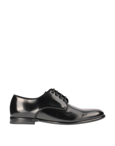 Dolce & Gabbana Black Lace-up Derby Shoe Man Lace-up Shoes Black Size 8 Leather In Multi