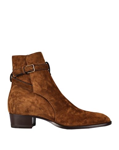 Shop Saint Laurent Wyatt Jodphur Suede Ankle Boots Man Ankle Boots Brown Size 9 Leather