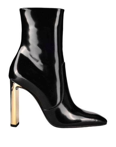 Shop Saint Laurent Auteuil Ankle Boots In Glazed Leather Woman Ankle Boots Black Size 7 Lea