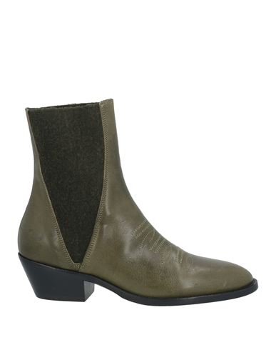 Shop Fauzian Jeunesse Woman Ankle Boots Military Green Size 7 Leather