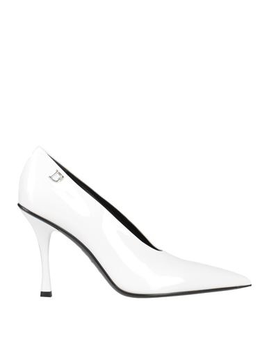 Dsquared2 Woman Pumps White Size 8 Leather In Gray