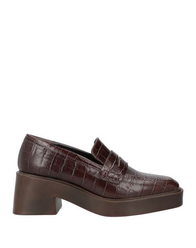Shop Lorenzo Mari Woman Loafers Dark Brown Size 8 Leather