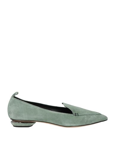 Nicholas Kirkwood Woman Loafers Sage Green Size 6 Leather In Gray