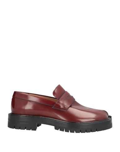 Maison Margiela Man Loafers Chocolate Brown Size 9 Leather In Red