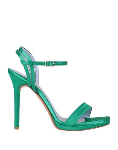 Shop Albano Woman Sandals Emerald Green Size 8 Textile Fibers