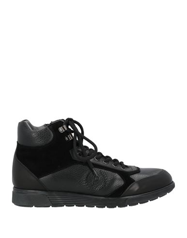 Shop Pollini Man Sneakers Black Size 9 Calfskin