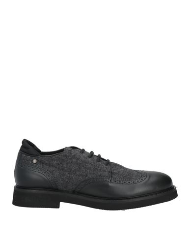 Shop Pollini Man Lace-up Shoes Black Size 12 Acrylic, Calfskin, Polyamide
