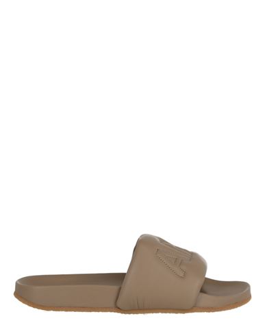 Shop Ambush Quilted Lettering Logo Sliders Man Sandals Beige Size 9 Calfskin