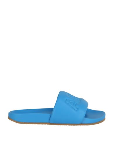Shop Ambush Quilted Lettering Logo Sliders Man Sandals Blue Size 9 Calfskin