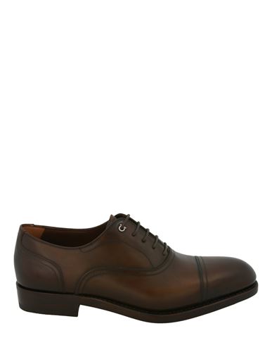 Shop Ferragamo Baron Leather Oxfords Man Lace-up Shoes Brown Size 9 Calfskin