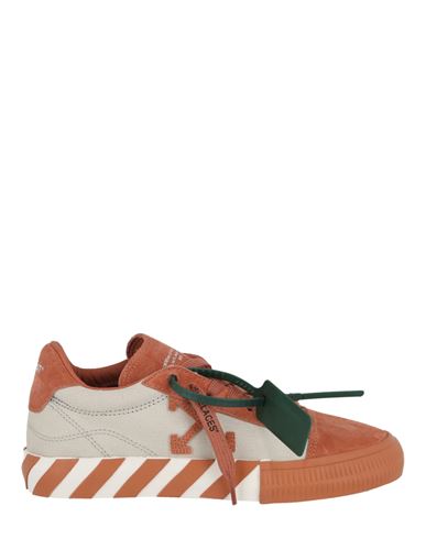 Off-white Low Vulcanized Suede And Canvas Sneakers Woman Sneakers Multicolored Size 6 Calfskin, Cott In Brown