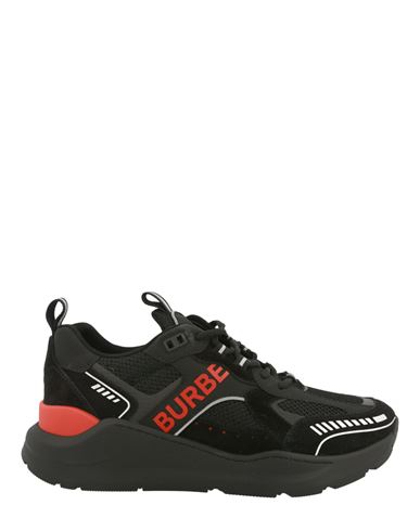 Burberry Sean Leather Sneakers Man Sneakers Black Size 12 Calfskin, Polyester, Polyurethane, Polyami