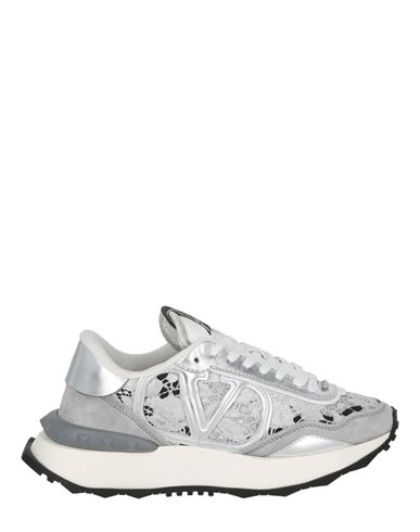 Shop Valentino Garavani Lace And Mesh Lacerunner Sneaker Woman Sneakers Silver Size 8 Lambskin, Cotton, P