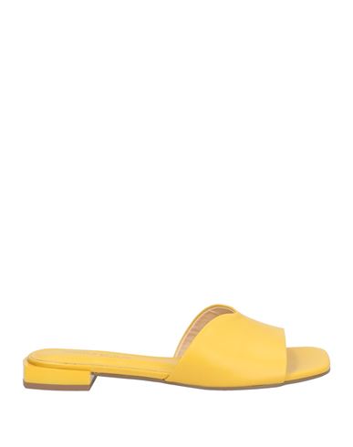 Shop Miss Unique Woman Sandals Ocher Size 8 Leather In Yellow