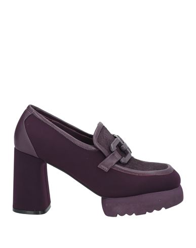 Shop Jeannot Woman Loafers Purple Size 8 Leather, Textile Fibers