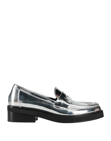 Bibi Lou Woman Loafers Silver Size 8 Leather In Gray