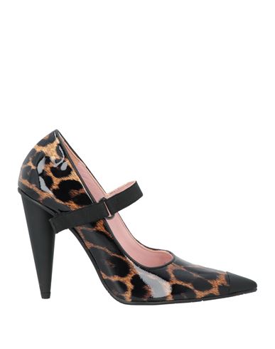 Ras Woman Pumps Black Size 7 Leather In Animal Print